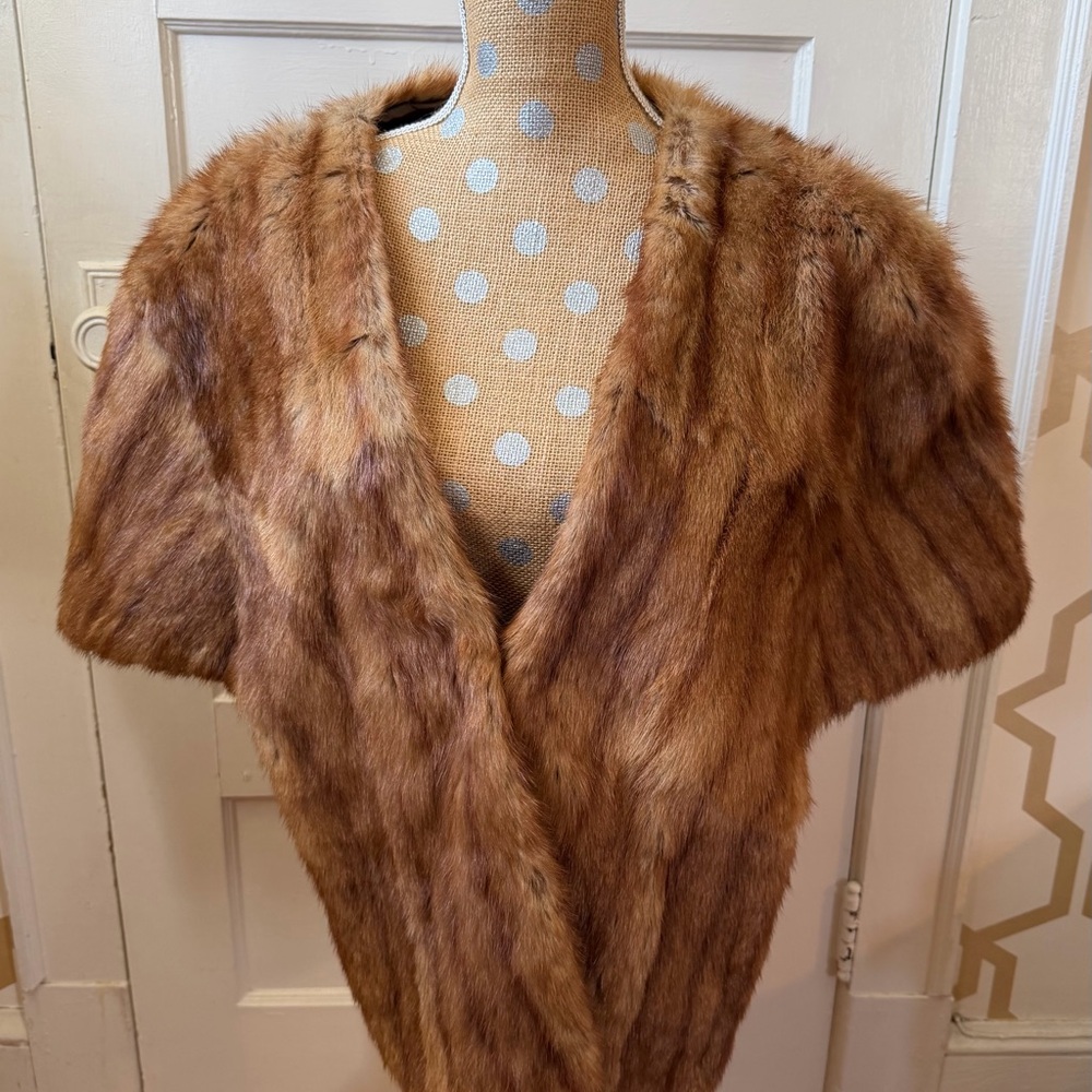 Vintage Mink Fur Shrug Stole - Brown
